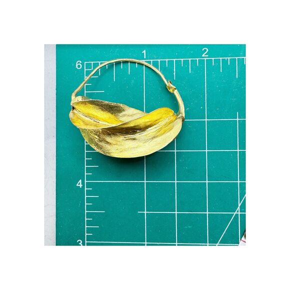 Fulani Twisted Basket Gold Plated Hoop Earrings Chunky West Africa Modernist - Picture 8 of 14